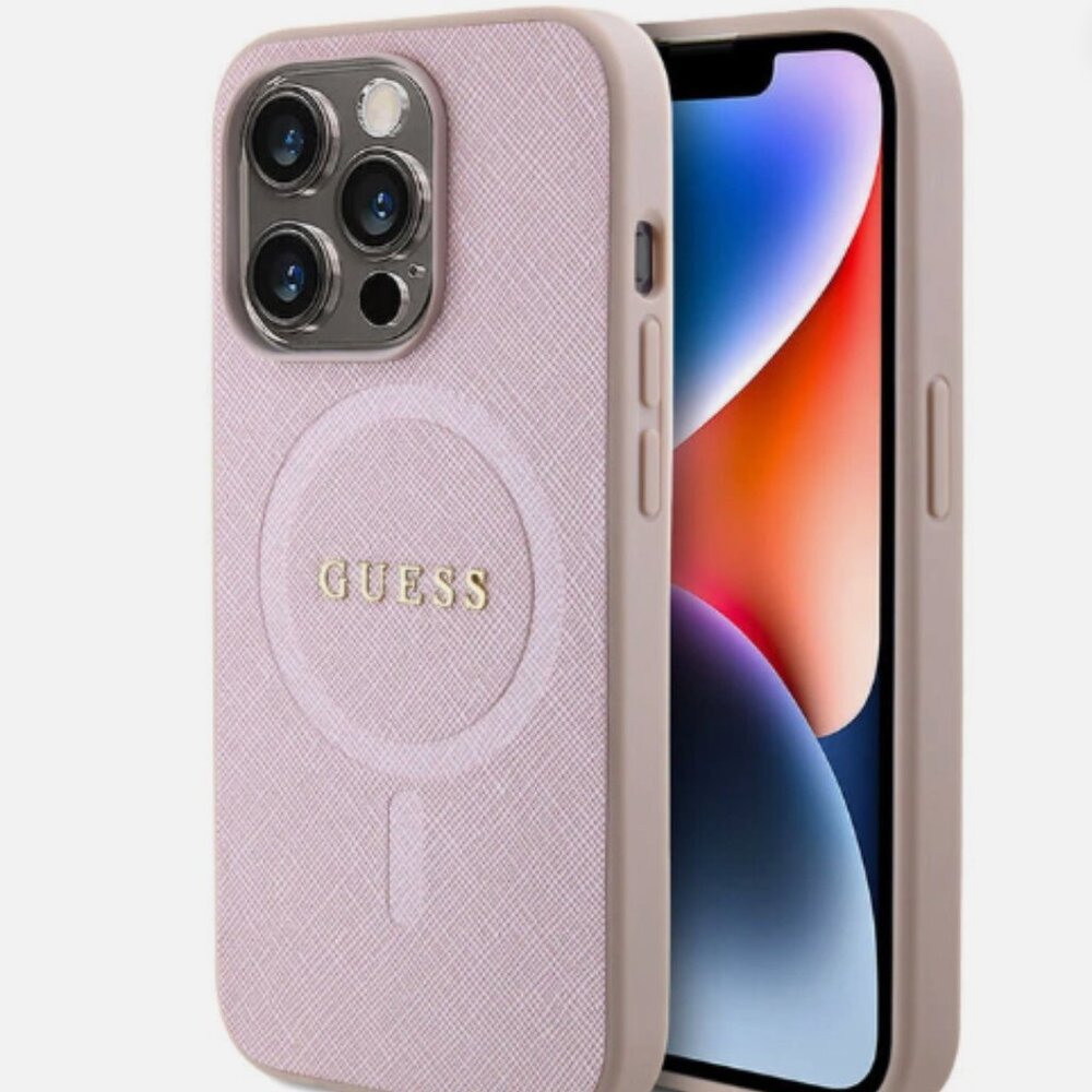 Guess iPhone 15 Pro Phone Case - Magsafe Compatible Pink